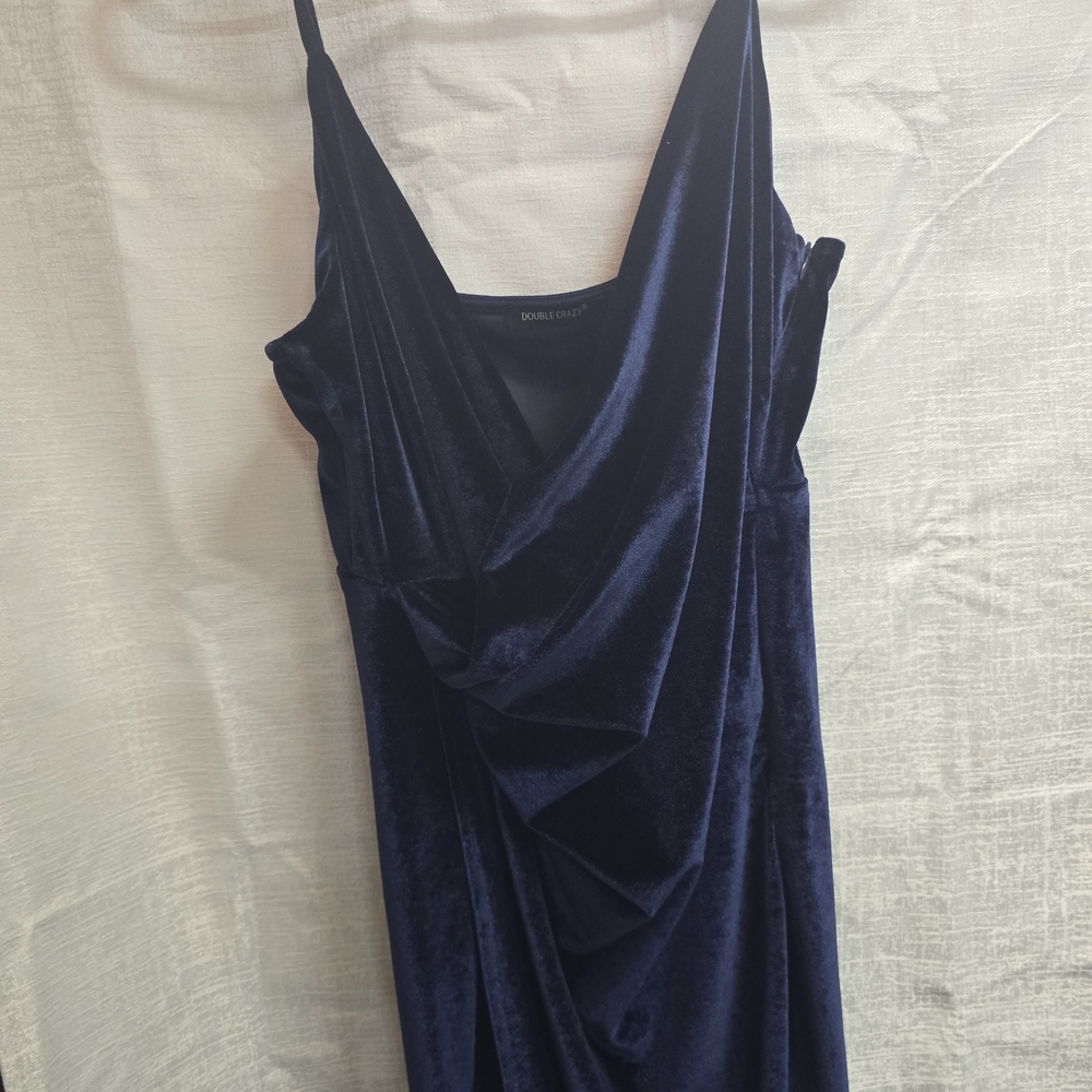 Elegant Velvet Navy Dress